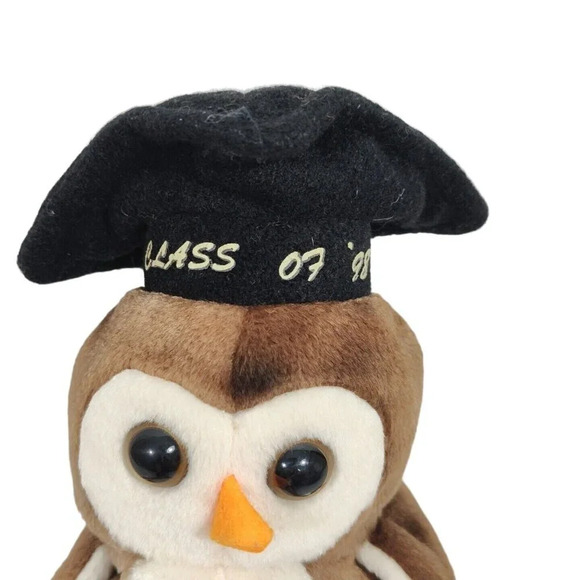 Ty Beanie Babies Original Wise Owl Brown Plush Toy with Hang Tag Class of '98 - Picture 3 of 8